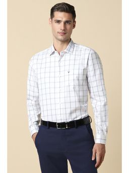 Allen Solly - Men White Slim Fit Check Full Sleeves Formal Shirt