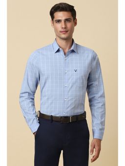 Allen Solly - Men Blue Slim Fit Check Full Sleeves Formal Shirt