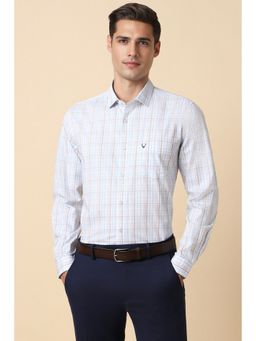 Allen Solly - Men White Slim Fit Check Full Sleeves Formal Shirt