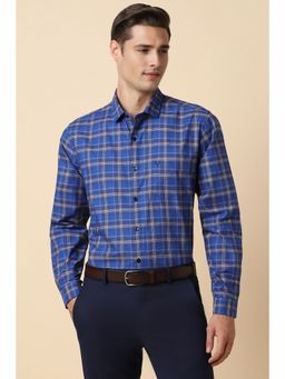Allen Solly - Men Blue Slim Fit Check Full Sleeves Formal Shirt