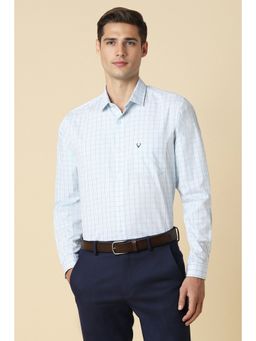 Allen Solly - Men Blue Slim Fit Check Full Sleeves Formal Shirt