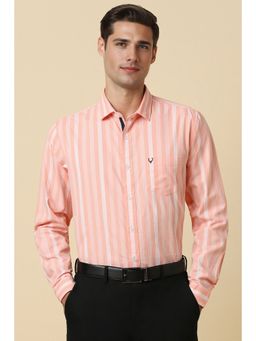 Allen Solly - Men Pink Slim Fit Stripe Full Sleeves Formal Shirt