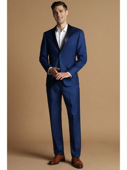 Allen Solly - Men Navy Blue Slim Fit Solid Formal Two Piece Suit (Set of 2)