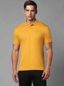 Louis Philippe - Men Yellow Solid Polo Neck T-Shirt