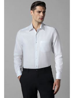 Louis Philippe - Men White Classic Fit Check Full Sleeves Formal Shirt