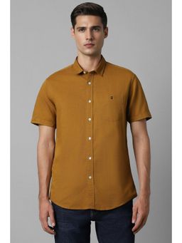 Louis Philippe - Men Brown Slim Fit Solid Half Sleeves Casual Shirt