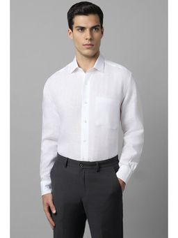Louis Philippe - Men White Classic Fit Solid Full Sleeves Formal Shirt