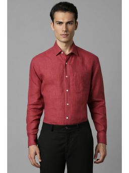 Louis Philippe - Men Red Classic Fit Textured Full Sleeves Formal Shirt