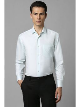 Louis Philippe - Men Blue Classic Fit Textured Full Sleeves Formal Shirt