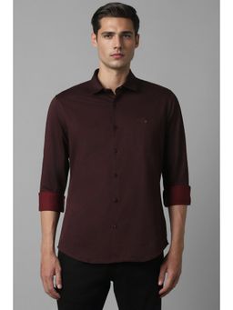Louis Philippe - Men Maroon Smart Fit Print Full Sleeves Casual Shirt