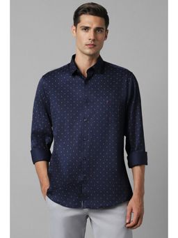 Louis Philippe - Men Navy Blue Slim Fit Print Full Sleeves Casual Shirt