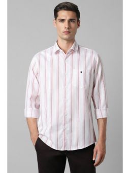 Louis Philippe - Men White Slim Fit Stripe Full Sleeves Casual Shirt