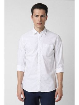 Peter England - Men White Slim Fit Print Shirt