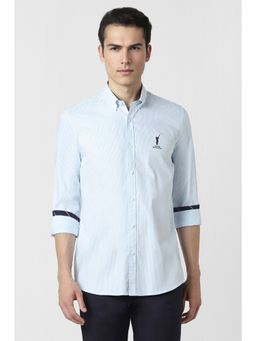 Peter England - Men Blue Slim Fit Stripe Shirt