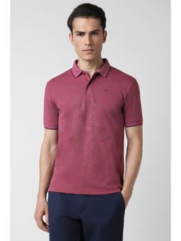 Peter England - Men Pink Solid Polo Neck Polo T-Shirt