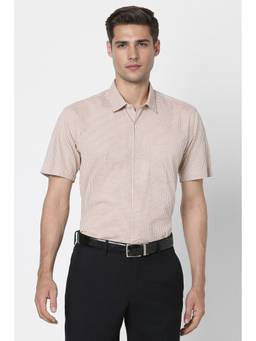 Peter England - Men Beige Regular Fit Formal Shirt