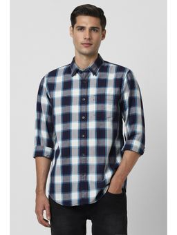 Peter England - Men Blue Slim Fit Check Shirt