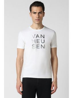 Van Heusen - Men White Print Round Neck T-shirt