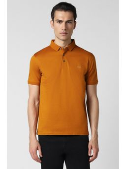 Van Heusen - Men Orange Solid Polo Neck T-Shirt