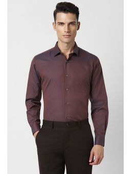 Van Heusen - Men Maroon Regular Fit Print Full Sleeves Formal Shirt