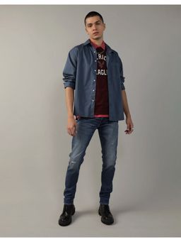 American Eagle - Men Navy Blue Everyday Oxford Button-Up Shirt