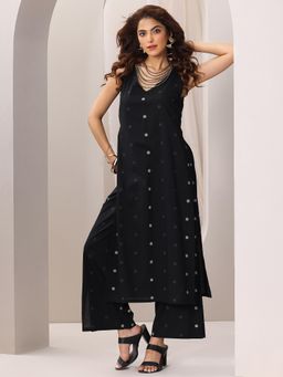 Libas - Black Printed Cotton Straight Kurta Set for Women