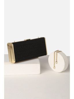 Van Heusen - Women Black Textured Party Clutch