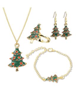 EL REGALO - Christmas Jewellery for Kids Girls Green (Set of 4)