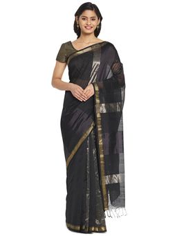 Fabindia - Black Maheshwari Cotton Silk Sari