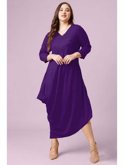 Curvy Lane - Purple Plus Size Woven V-Neck Maxi Dress