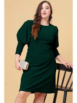 Curvy Lane - Green Plus Size Evening Party Wear Shimmering Dress
