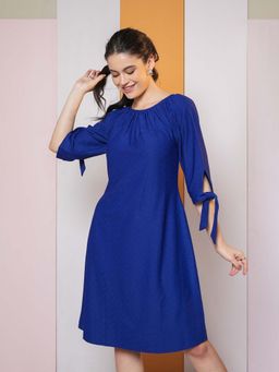 PURVAJA - Women Navy Blue A-Line Dress