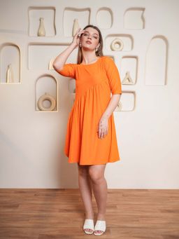 PURVAJA - Women Orange Flared Dress