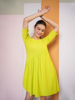 PURVAJA - Yellow Women Lemon Flared Dress