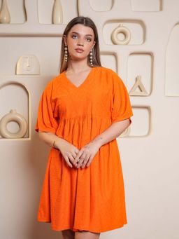 PURVAJA - Women Orange A-Line Dress