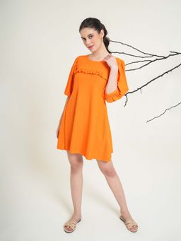 PURVAJA - Women Orange Flared Dress