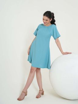 PURVAJA - Turquoise Women Dusty A-Line Dress