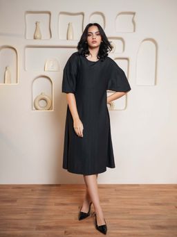 PURVAJA - Women Black A-Line Dress