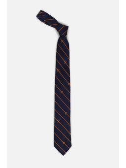 Louis Philippe - Men Embroidered Navy Blue Tie