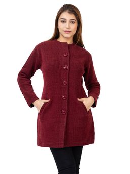 TWENTY ME - Women Maroon Full Sleeves Long Cardigan