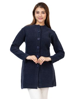TWENTY ME - Women Navy Blue Full Sleeves Long Cardigan