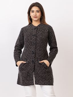 TWENTY ME - Brown Acrylic Blend Round Neck Full Sleeve Women Cardigan