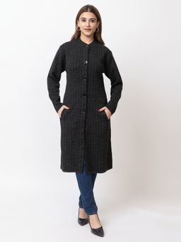 TWENTY ME - Black Round Neck Full Sleeve Women Cardigan