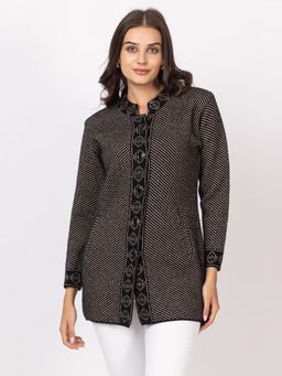 TWENTY ME - Black Acrylic Blend Long Cardigan