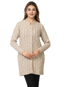 TWENTY ME - Beige Acrylic Blend Long Cardigan