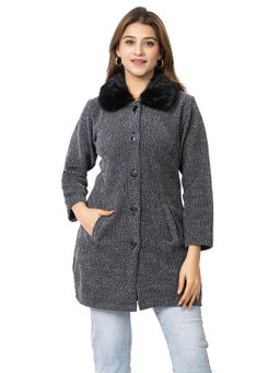 TWENTY ME - Casual Acrylic Blend Black Button Closure and with Two Side Pockets Long Cardigan