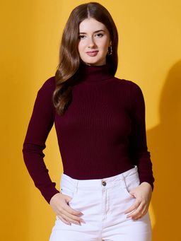 98 Degree North - Maroon Women Turtle Neck Sweater