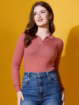 98 Degree North - Coral Women Spread Collar Sweater