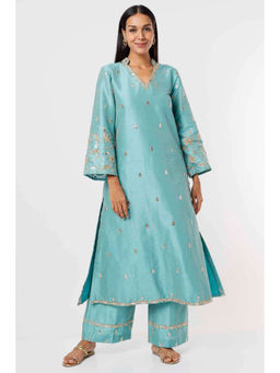 MEHAK MURPANA - Sky Blue Kurta and Pant (Set of 2)