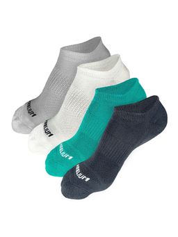 Heelium - Bamboo Zero Ankle Socks for Men - Odourfree - 4 Pairs - Light Grey - Teal - Grey - White